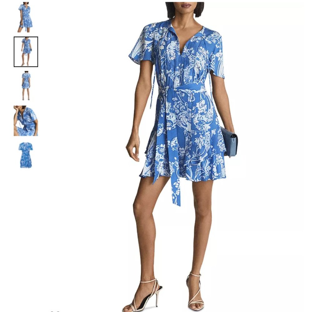 REISS Carla Paisley Print flippy mini Dress 6